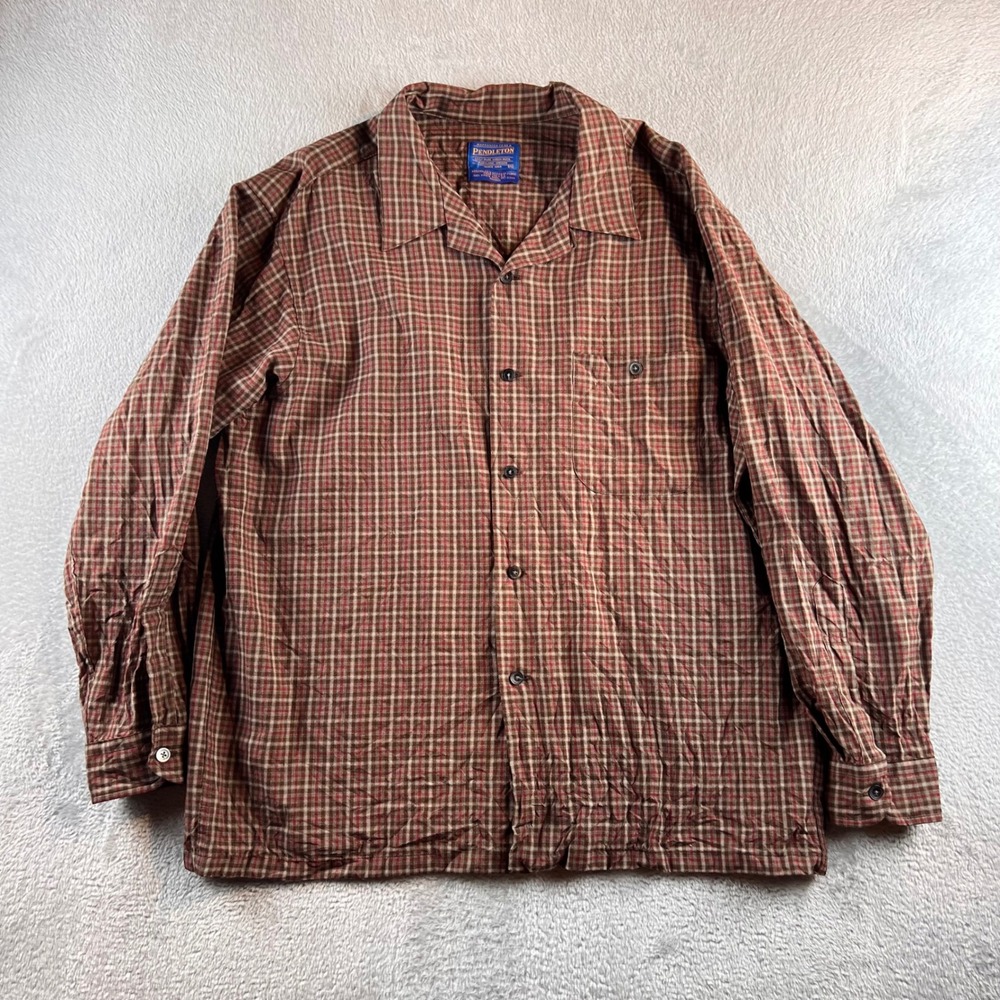 Sir Pendleton 100%Virgin Wool Shirt Mens XL Brown Plaid Limited Edition READ